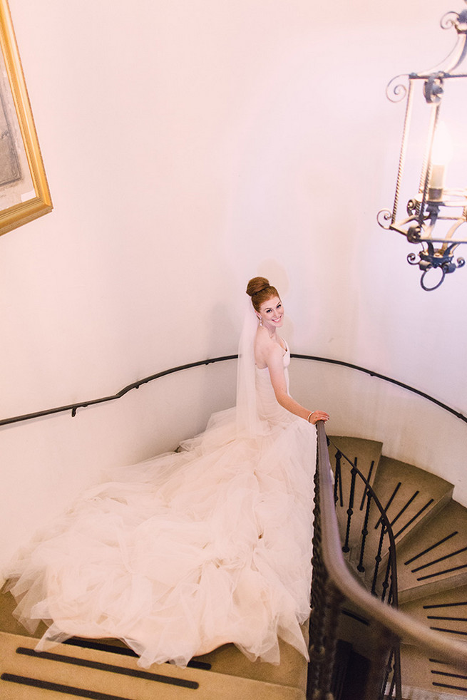  Spectacular wedding dress with seven foot train with mermaid silhouette, low back and sweetheart neckline designed by Alyssa Kristin. / Valo Photography