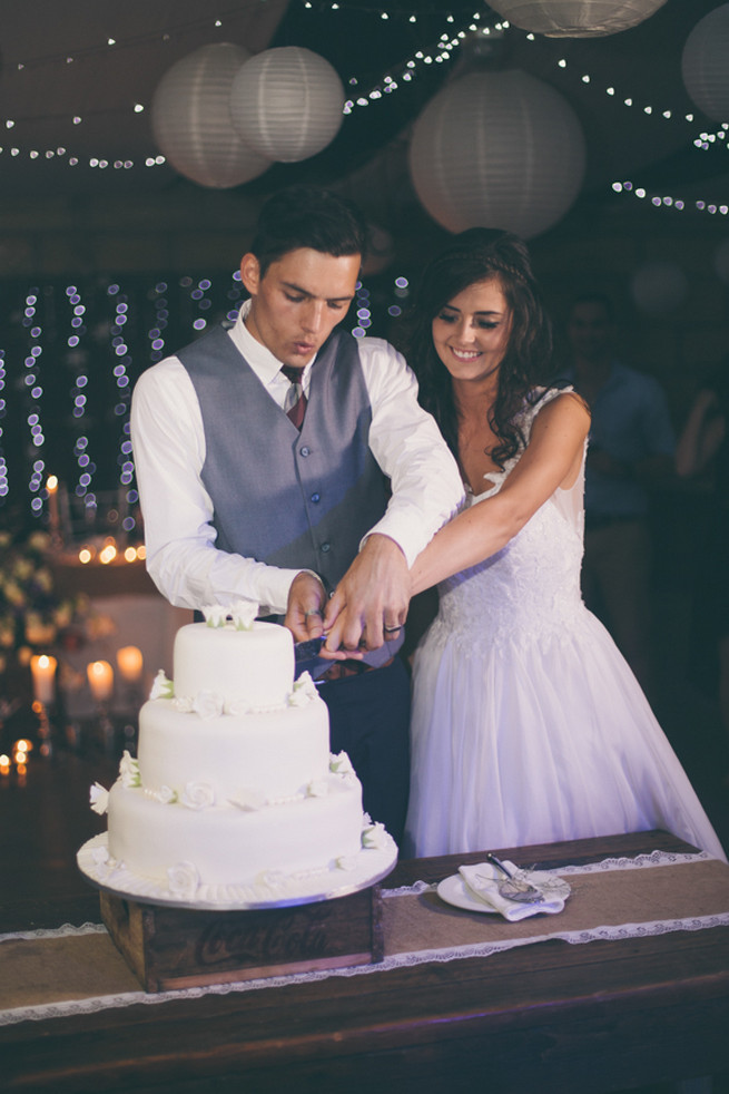 Barn wedding with fairy lights and paper lanterns. Grey White Farm Wedding, South Africa // Maryke Albertyn