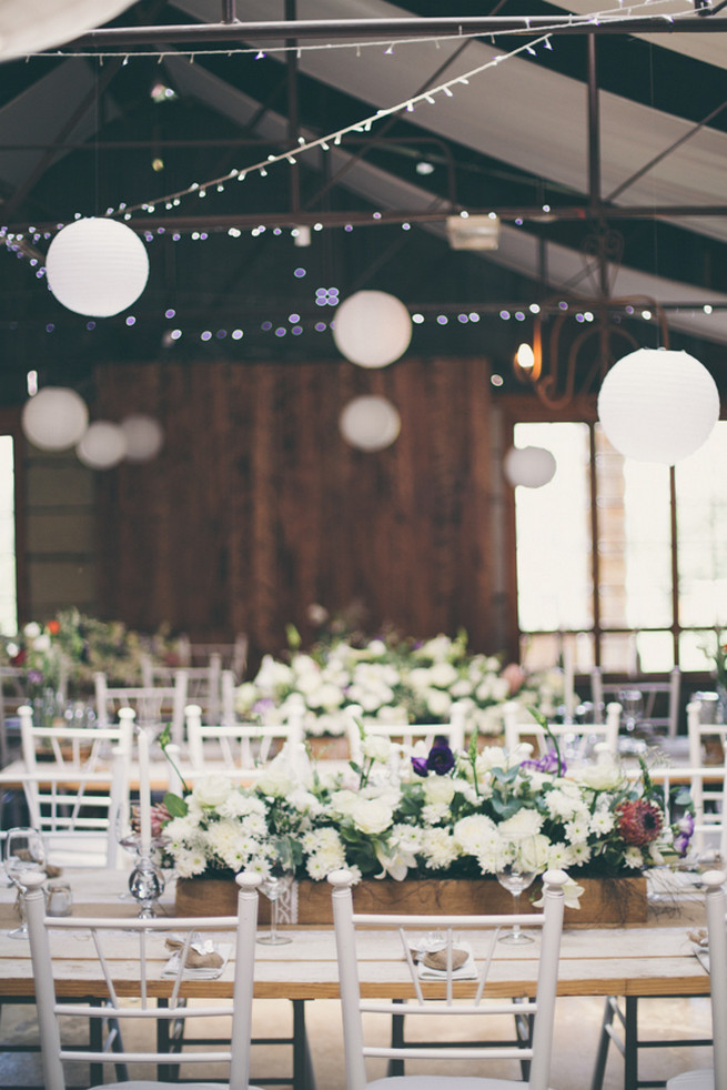 Barn wedding with fairy lights and paper lanterns. Grey White Farm Wedding, South Africa // Maryke Albertyn