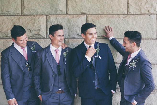 Handsome groomsmen in grey and navy. Grey White Farm Wedding, South Africa // Maryke Albertyn