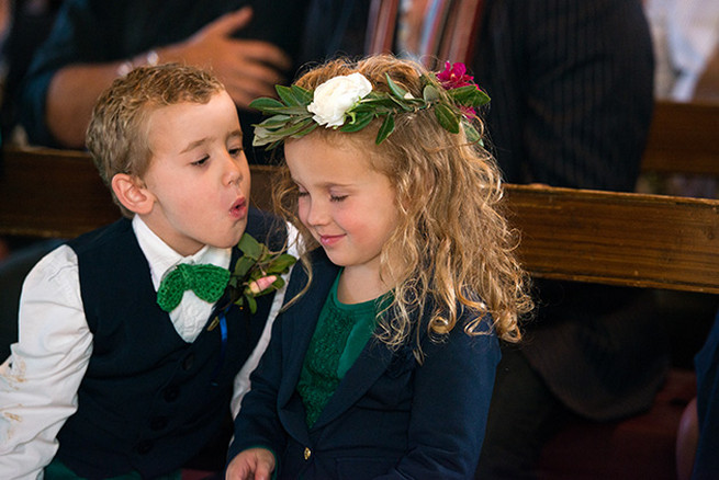 Woodlands Winter Wedding in deep blue, burgundy and emerald green // Knit Together Photography