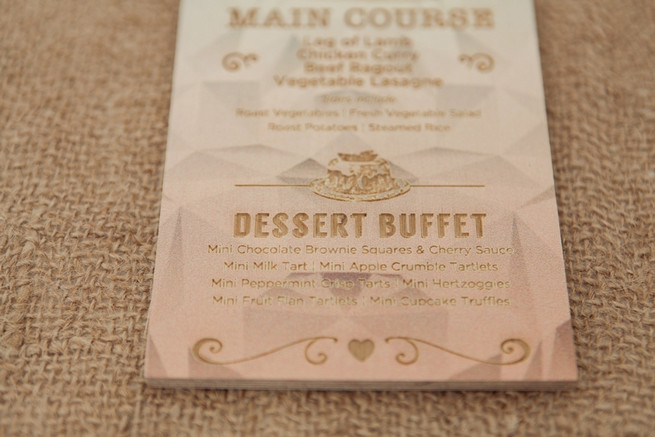 Wood lazer cut menu. Chic, Romantic Cape Town City Wedding (Coba Engelbrecht Photography)