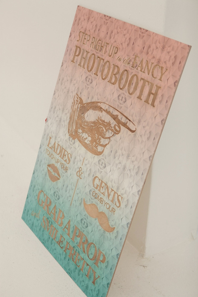 Wood lazer cut wedding photobooth sign. Chic, Romantic Cape Town City Wedding (Coba Engelbrecht Photography)