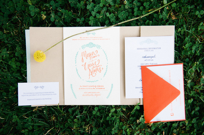 Coral wedding invitations / Meredith McKee Photography