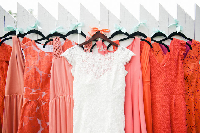Coral bridesmaid dresses  / Meredith McKee Photography