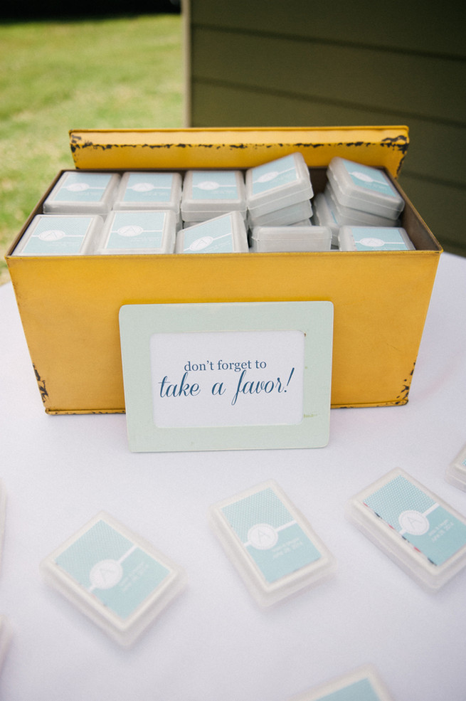 Wedding favors Coral Navy Mustard Wedding / Meredith McKee Photography