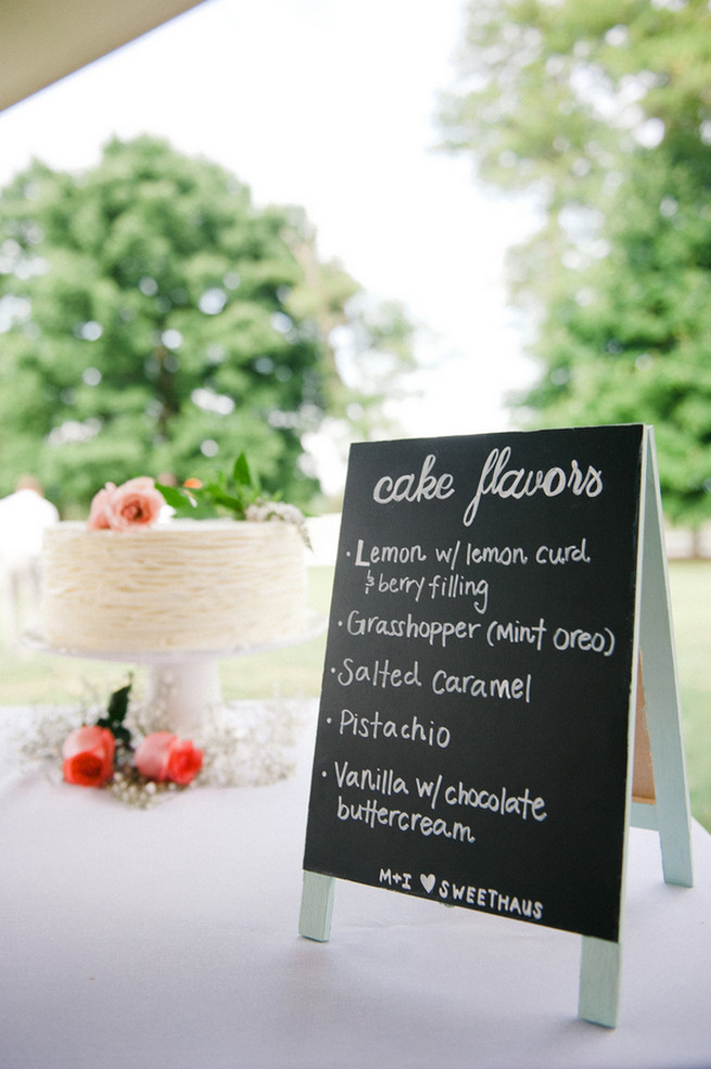 Wedding cake sign  Coral Navy Mustard Wedding / Meredith McKee Photography