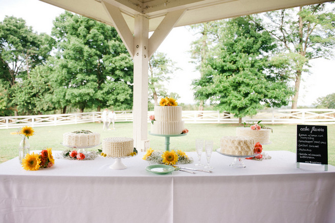 Cake table.  Coral Navy Mustard Wedding / Meredith McKee Photography