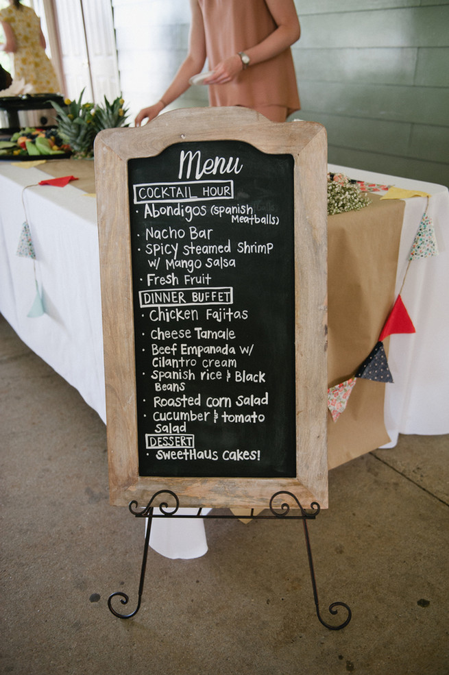 Chalkboard menu.  Coral Navy Mustard Wedding / Meredith McKee Photography