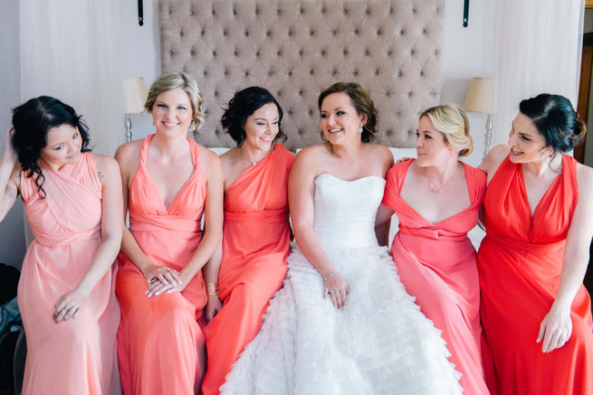 Mismatched peach bridesmaid dresses / Langkloof Roses Wedding, Cape Town - Claire Thomson Photography