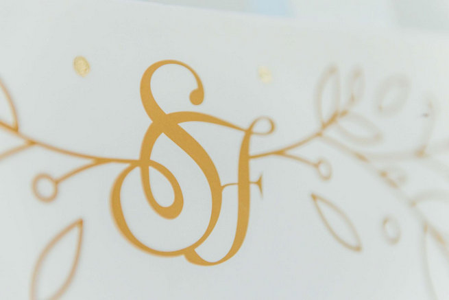 Gold and white wedding monogram // Langkloof Roses Wedding, Cape Town - Claire Thomson Photography