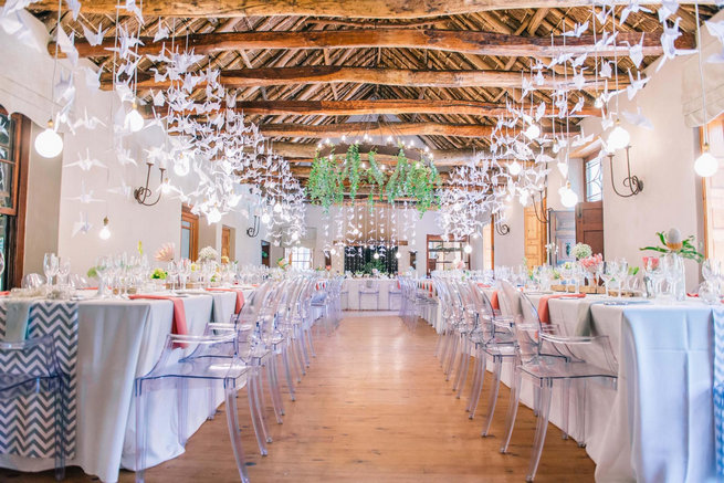 1000 paper cranes // Langkloof Roses Wedding, Cape Town - Claire Thomson Photography