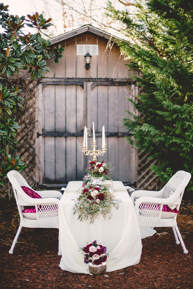 Marsala and Gold Outdoor wedding table  - RedboatPhotography.net