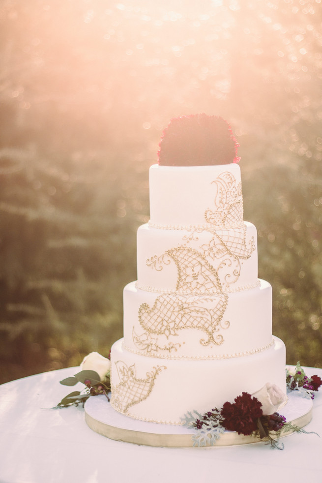 Gold white marsala wedding cake  - RedboatPhotography.net