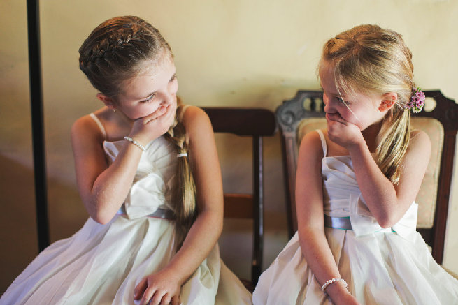 Giggling flower girls  - Langverwagt Wedding - Justin Davis Photography