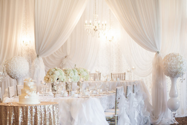 Tablescape - Vintage-Inspired White Glamorous Wedding Wedding - Haley Photography