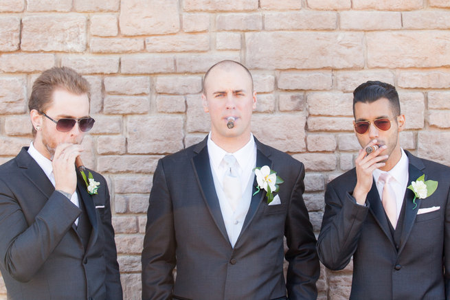 Groom and groomsmen - Vintage-Inspired White Glamorous Wedding Wedding - Haley Photography