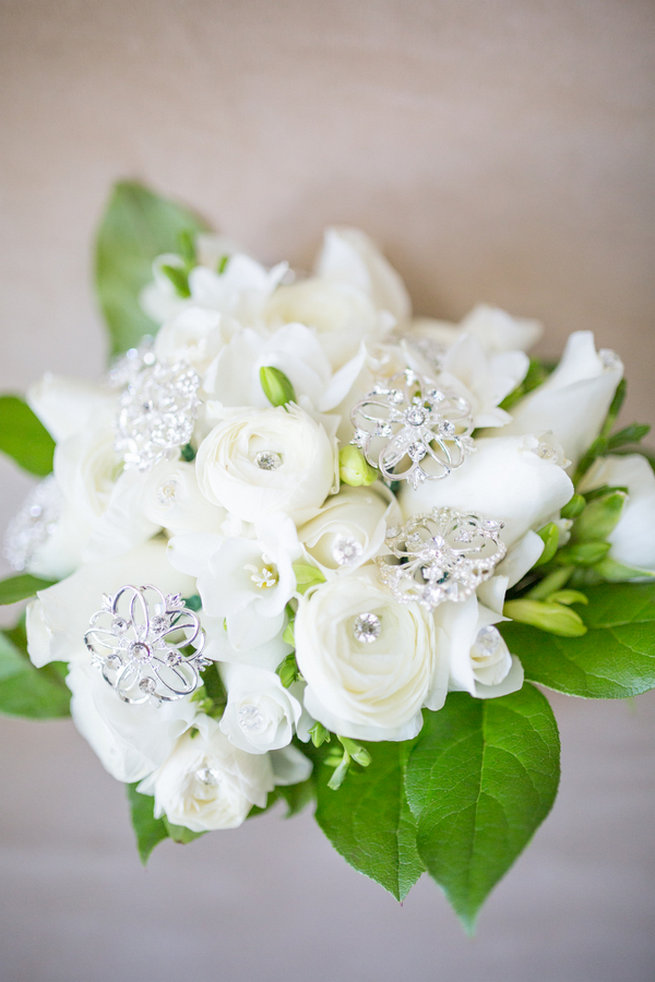 White and green bouquet - Vintage-Inspired White Glamorous Wedding Wedding - Haley Photography