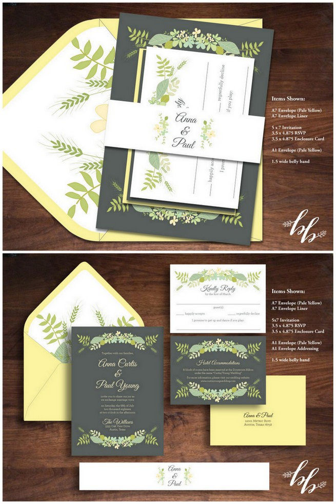 25 of the most amazing Botanical Green Wedding Invitations