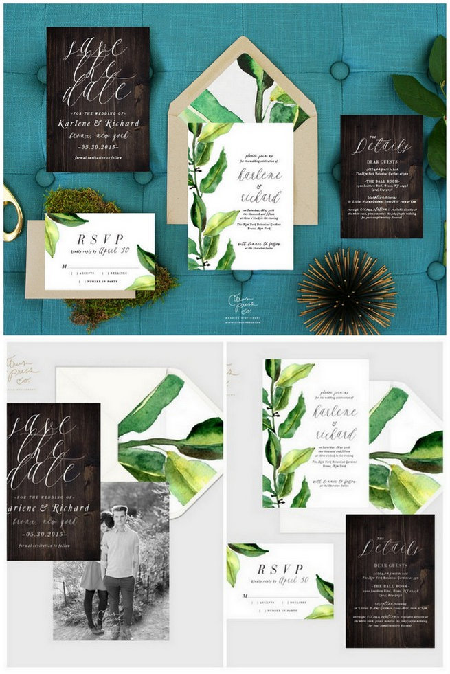 25 of the most amazing Botanical Green Wedding Invitations