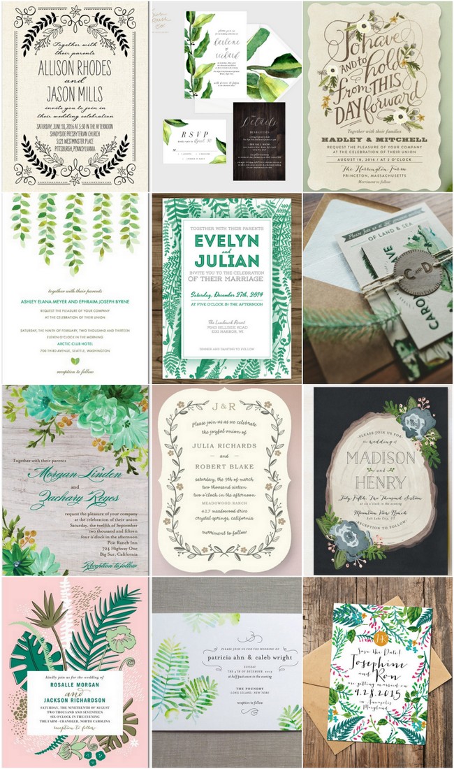 25 of the most amazing Botanical Green Wedding Invitations