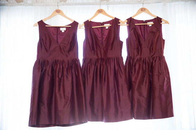 Short burgundy bridesmaid dresses  - Beautiful Burgundy and Tan Wedding - Molinski Photo