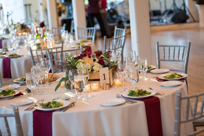 Tablescape Beautiful Burgundy and Tan Wedding - Molinski Photo