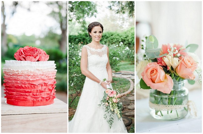 Coral and Green South African Wedding