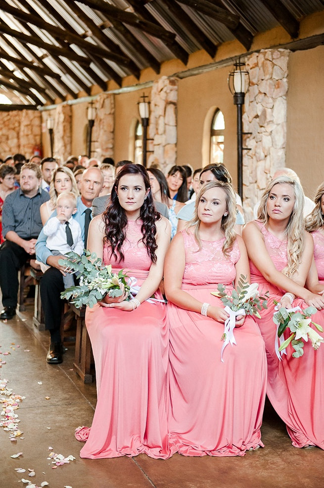 Peach bridesmaid gowns - Coral and Green South African Wedding // D'amor Photography