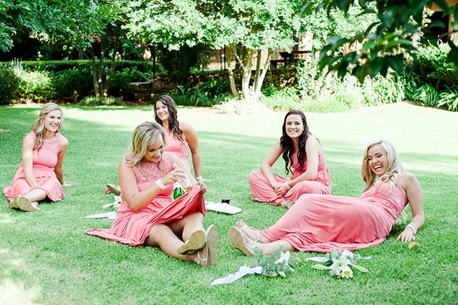 Coral bridesmaids / Coral and Green South African Wedding // D'amor Photography