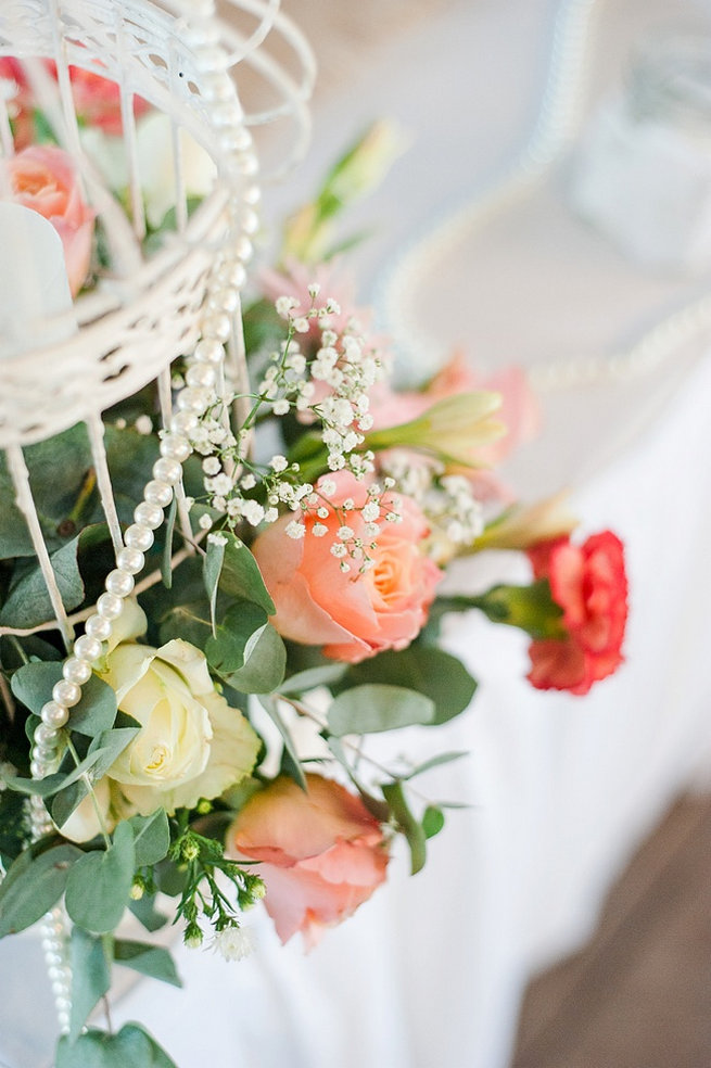 Peach and cream roses with carnations / Coral and Green South African Wedding // D'amor Photography