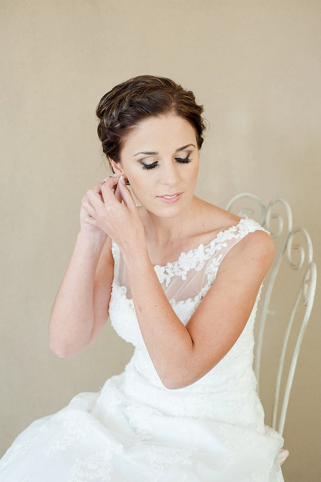 Delicate braided updo / Coral and Green South African Wedding // D'amor Photography