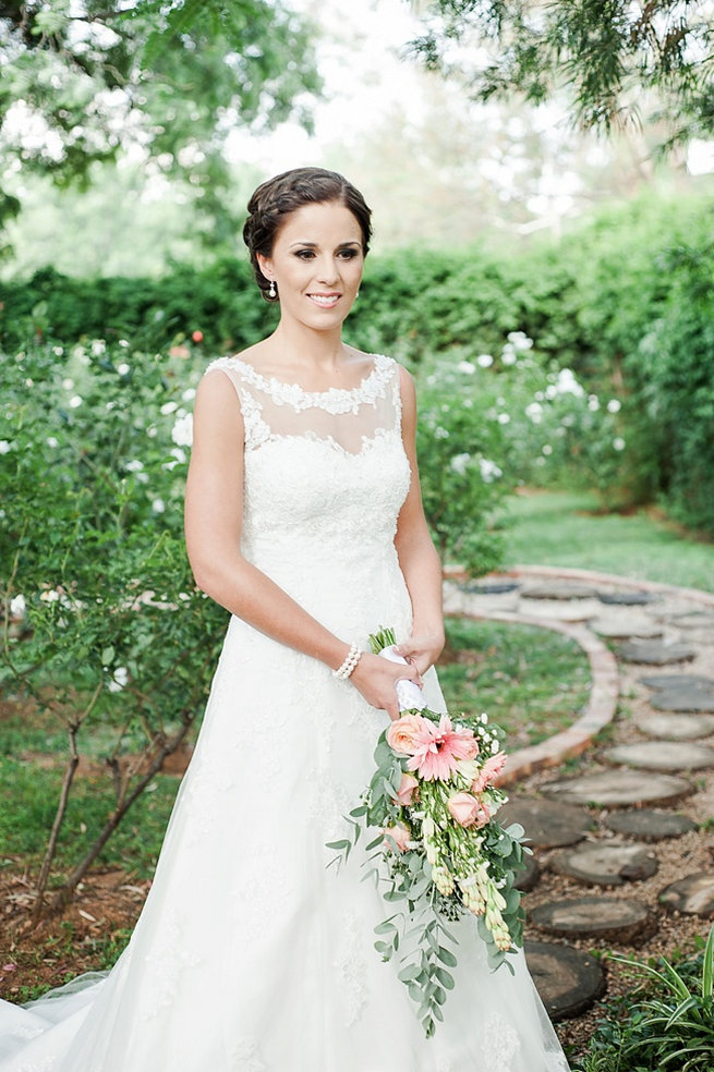 Lace wedding dress / Coral and Green South African Wedding // D'amor Photography