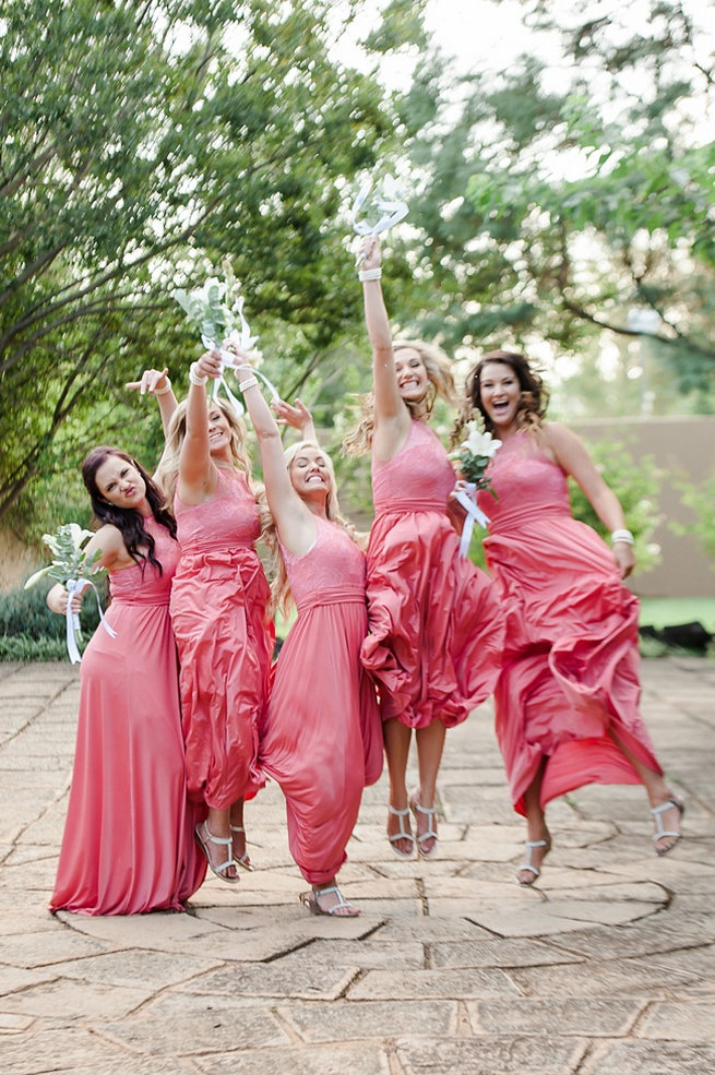 Bridesmaid photo idea. Coral and Green South African Wedding // D'amor Photography
