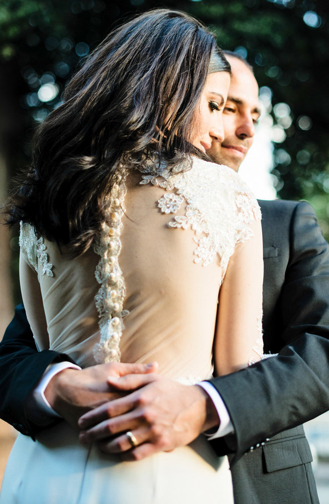 Sheer long sleeved wedding dress, backless and oh so chic . Elopement in Rome, Italy - Rochelle Cheever Photography