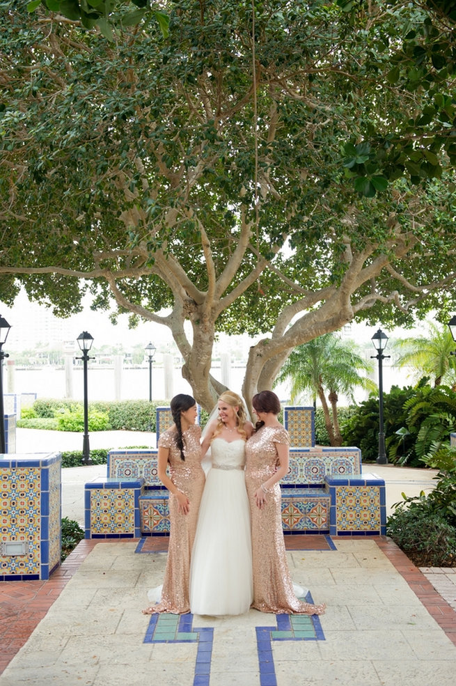 Rose gold bridesmaid gowns / Blush and Gold Romantic, Glitzy Wedding - Andi Diamond Photography 