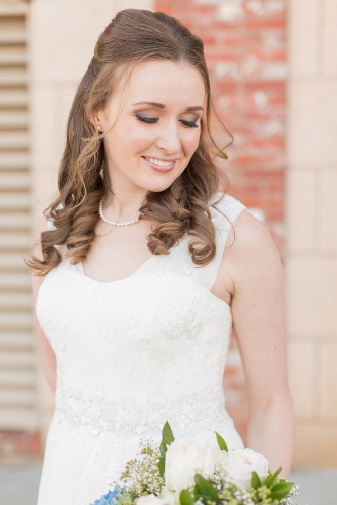 Half Up, Half Down, romantic wedding hairstyle. Modern Urban Wedding at Old Cigar Warehouse / Ryan and Alyssa Photography