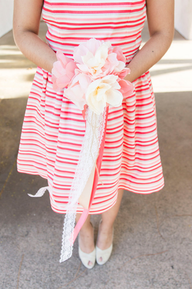 Pink and white paper bouquet. Wedding Anniversary Photo Ideas by Peterson Photography 