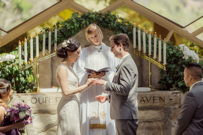 Romantic Wedding in at Wayfarers "Tree Chapel" set in a natural sanctuary in the midst of a forest / Figlewicz Photography