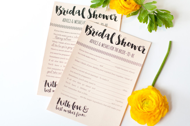 These Printable Bridal Shower Advice Cards are so fun! And it's a free download, yay!: https://confettidaydreams.com/bridal-shower-advice-cards-printable/