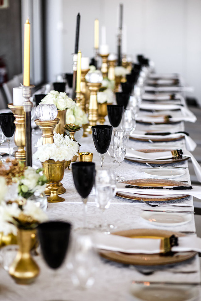 Classic Elegant Gold Black White Wedding - Nikki Meyer Photography