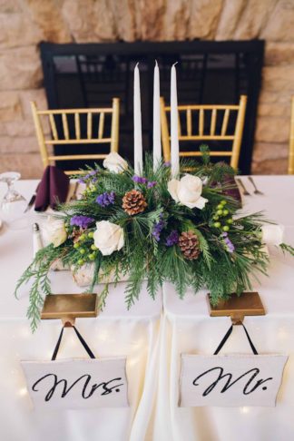 Wonderfully Woodsy Winter Wedding in Purple and Green - Ctg Photography