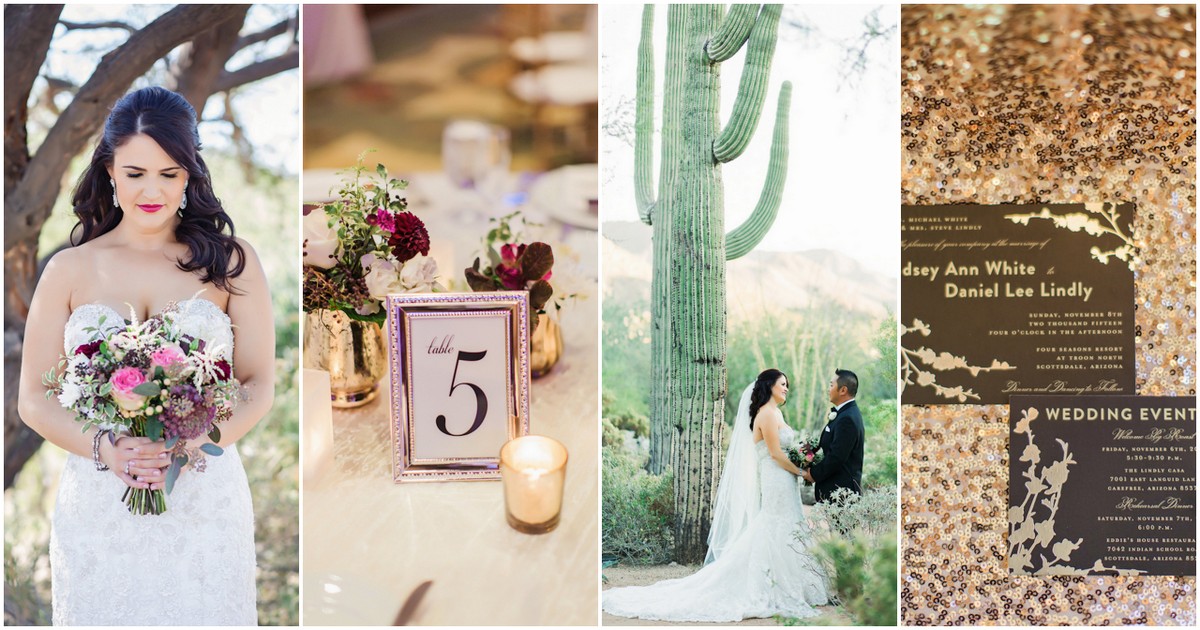 Plum Pink + Gold Arizona Wedding - Jessica Q Photography