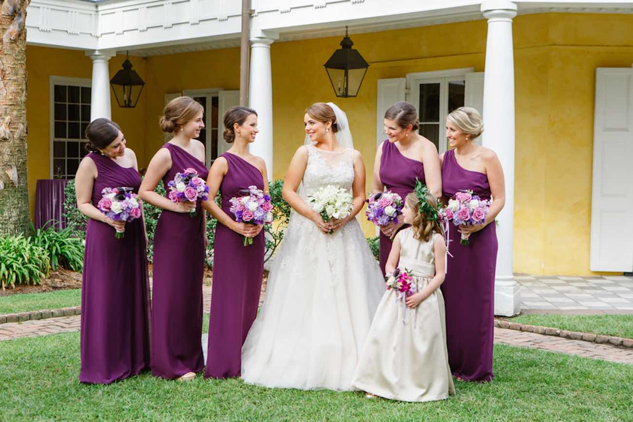 Charming Charleston Wedding at the Historic Aiken House with romantic lavender, purple and gold details. Images: Riverland Studios