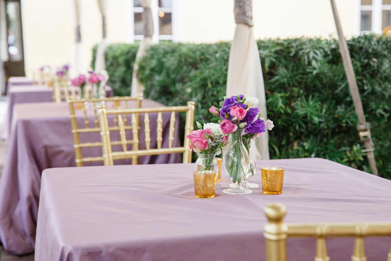Charming Charleston Wedding at the Historic Aiken House with romantic lavender, purple and gold details. Images: Riverland Studios