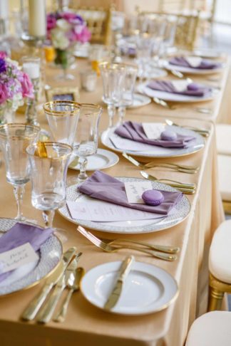 Charming Charleston Wedding at the Historic Aiken House with romantic lavender, purple and gold details. Images: Riverland Studios