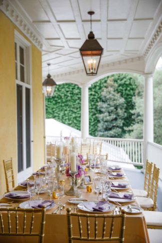 Charming Charleston Wedding at the Historic Aiken House with romantic lavender, purple and gold details. Images: Riverland Studios