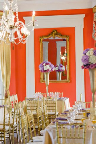 Charming Charleston Wedding at the Historic Aiken House with romantic lavender, purple and gold details. Images: Riverland Studios