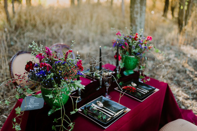 Dramatic black and red forest wedding - Jana Marnewick Photography