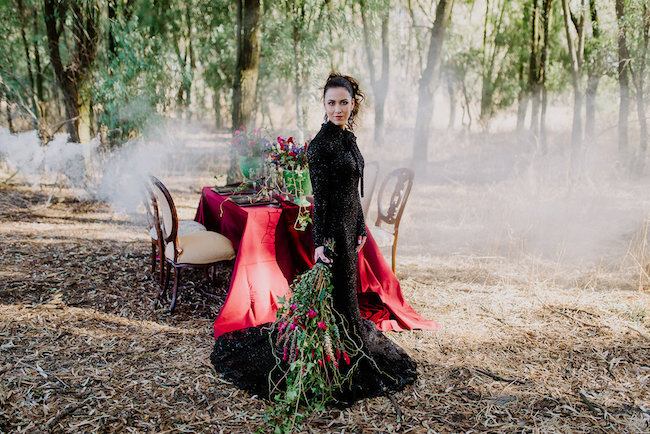 Dramatic black and red forest wedding - Jana Marnewick Photography